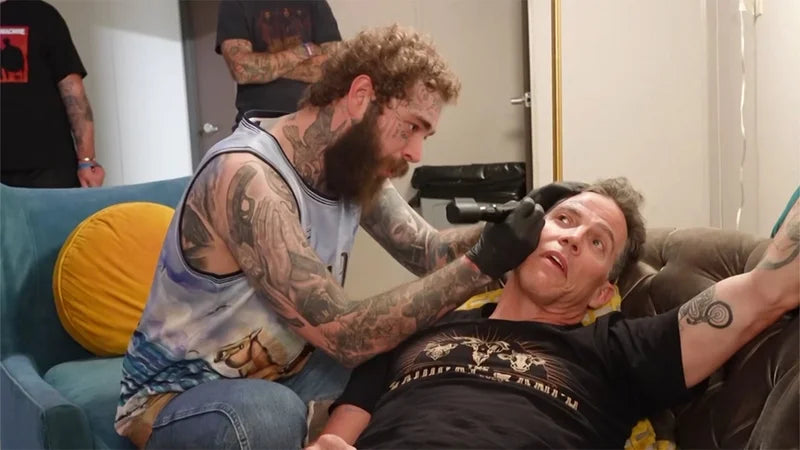 Post Malone Gives Steve-O A Penis Face Tattoo